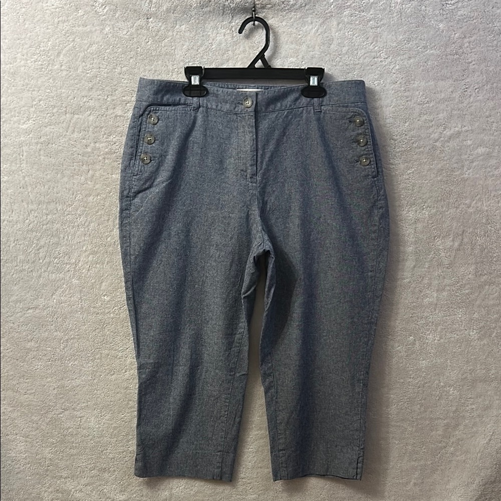 Talbots Blue Capris Relaxed Fit Casual Wear Chambray Denim
